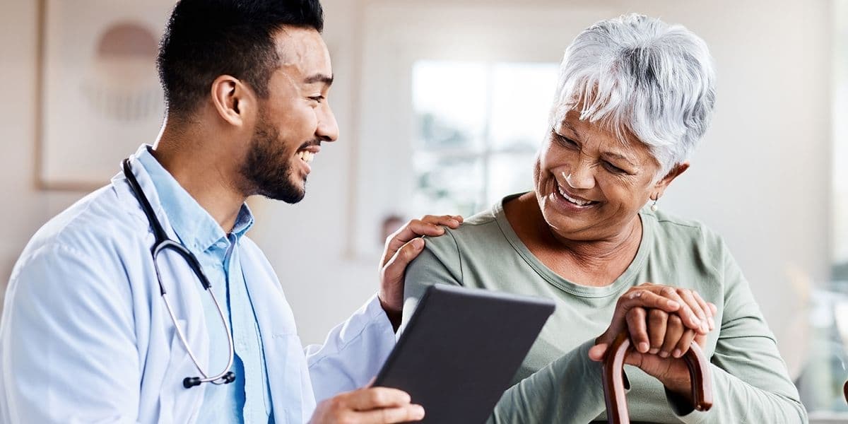 senior woman talking to the doctor