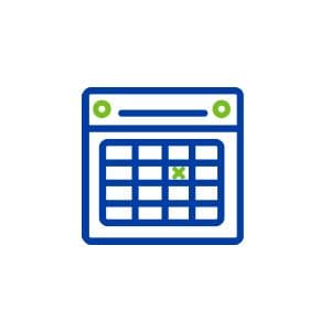 calendar dark blue and green icon